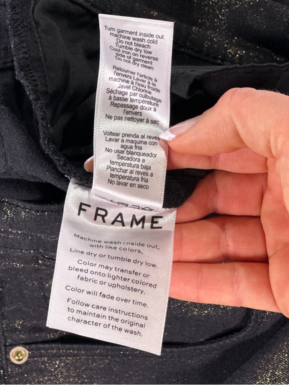 Frame Denim Black Metallic Le High Skinny Jeans - Picture 7 of 10